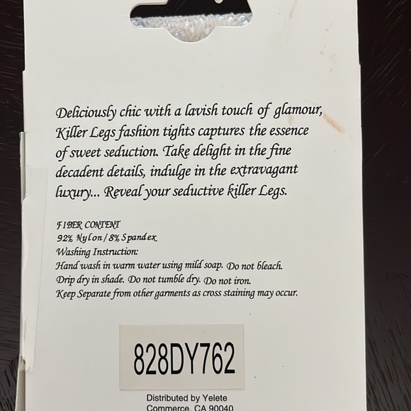 Luxury footless tights with a floral pattern. Ivory - Picture 2 of 4